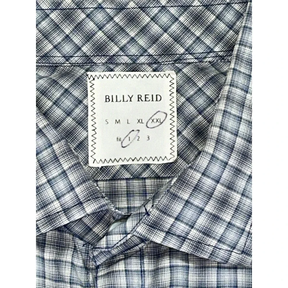 BILLY REID Men's XXL Button Plaid Dress‎ Shirt Long Sleeve MADE IN ITALY